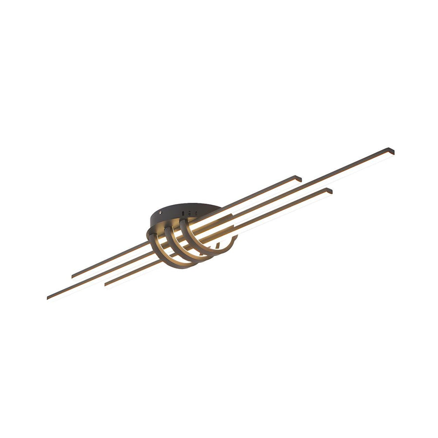 Large Slim Three Black Linear LED Flush Mount Light