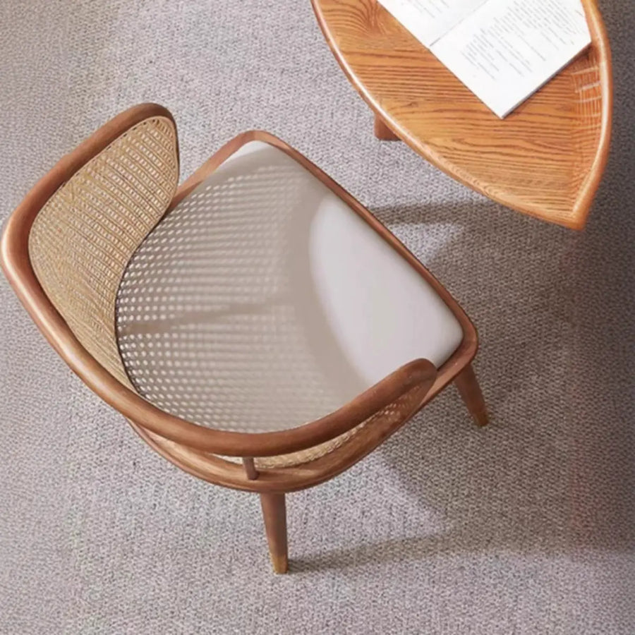 Living Room Curved Rattan Back Dining Chairs Brown