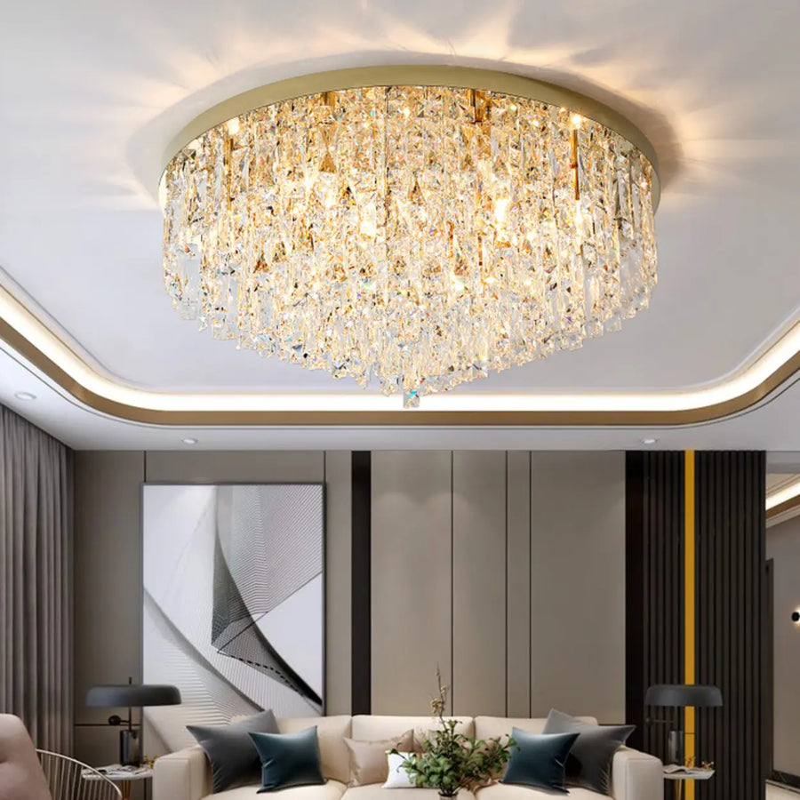 Living Room Gorgeous Crystal Flush Mount Ceiling Light