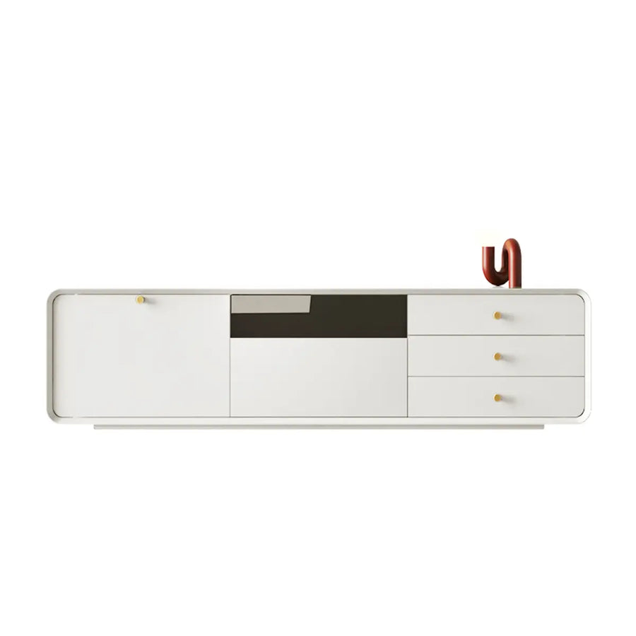 Living Room White Wood Enclosed Storage Long TV Stand