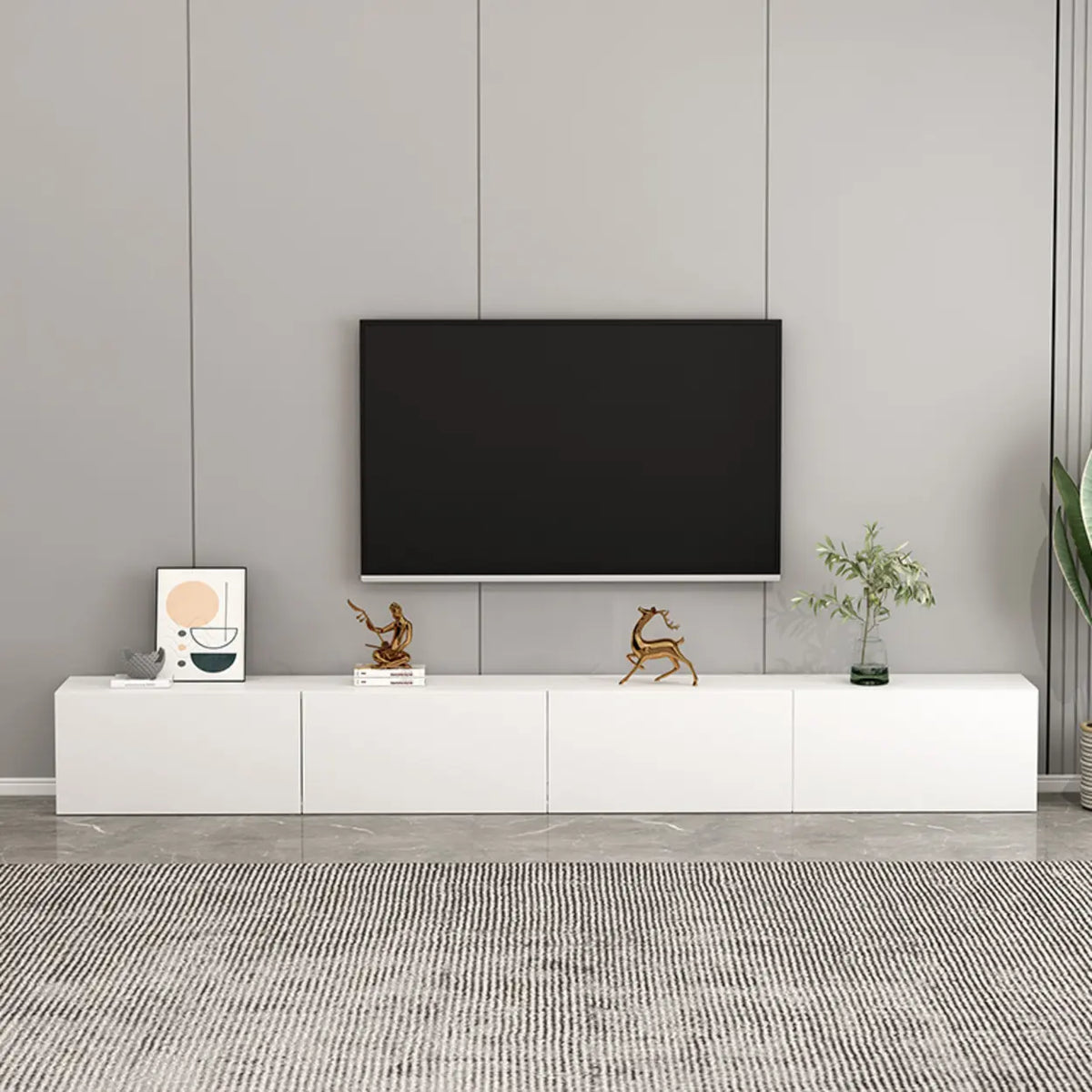 Living Room White Wooden Rectangular Drawers TV Stand