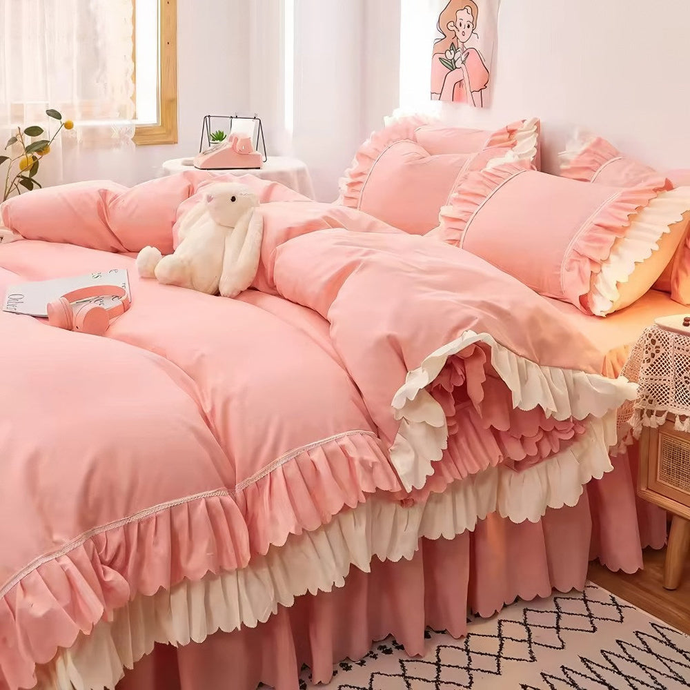 Lush Ruffled Coquette Aesthetic Bedding Set
