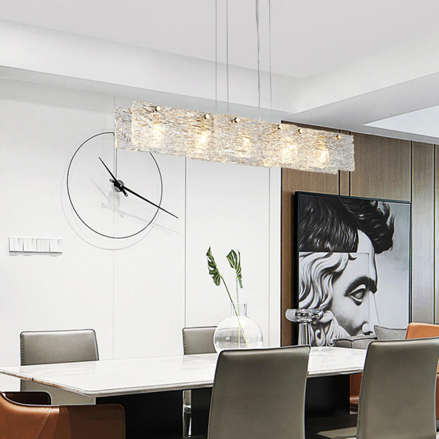 Luxurious Rectangular Glass Island Pendant Light