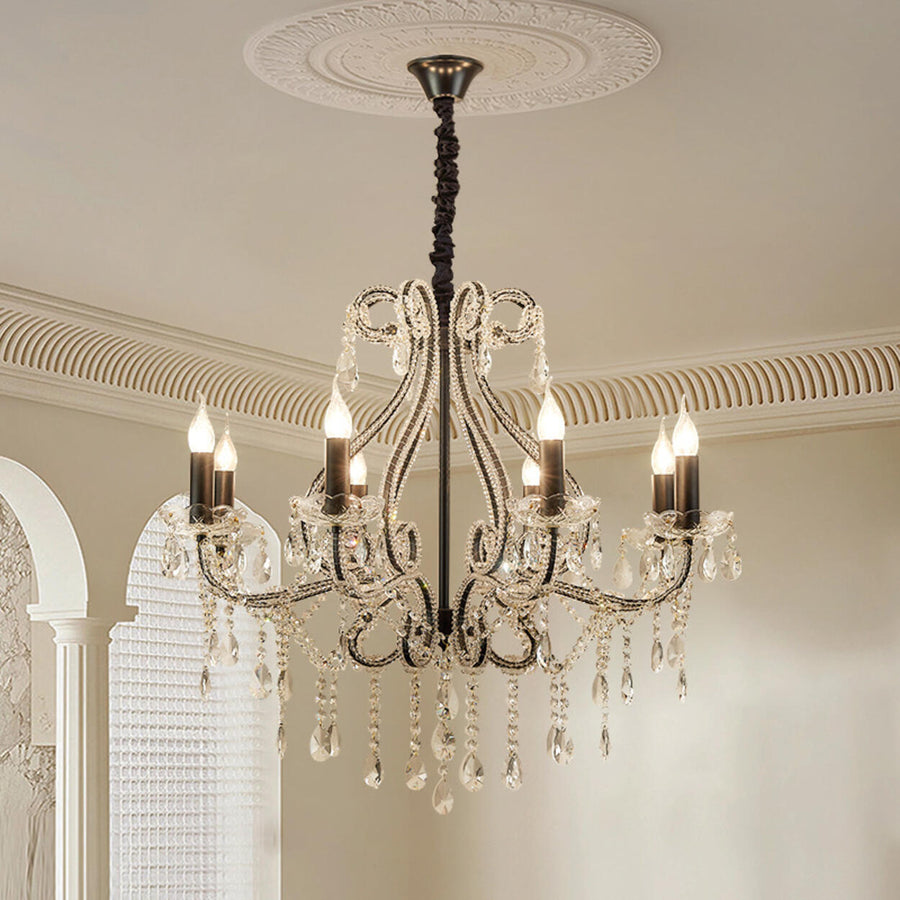 Luxury 8 Candle Crystal Chandelier Adjustable Height