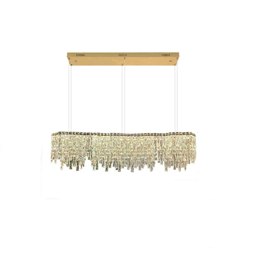 Luxury Crystal Cascading Prisms Island Chandelier Light