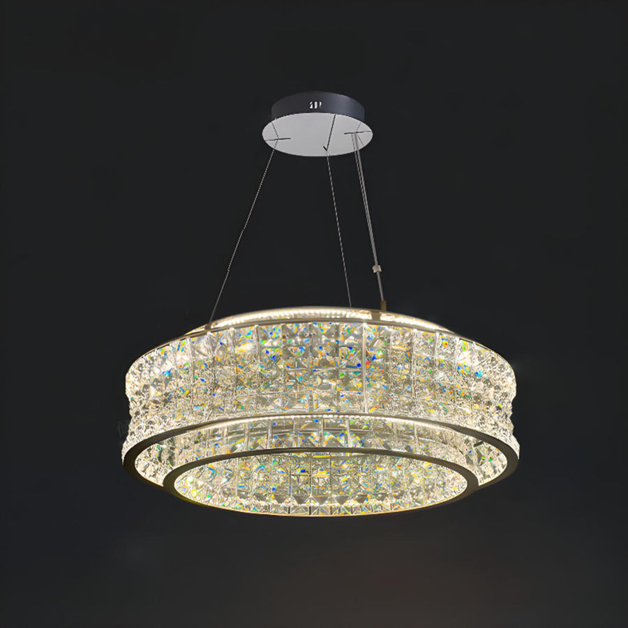 Luxury Crystal Ring Hanging Chandelier Adjustable Height