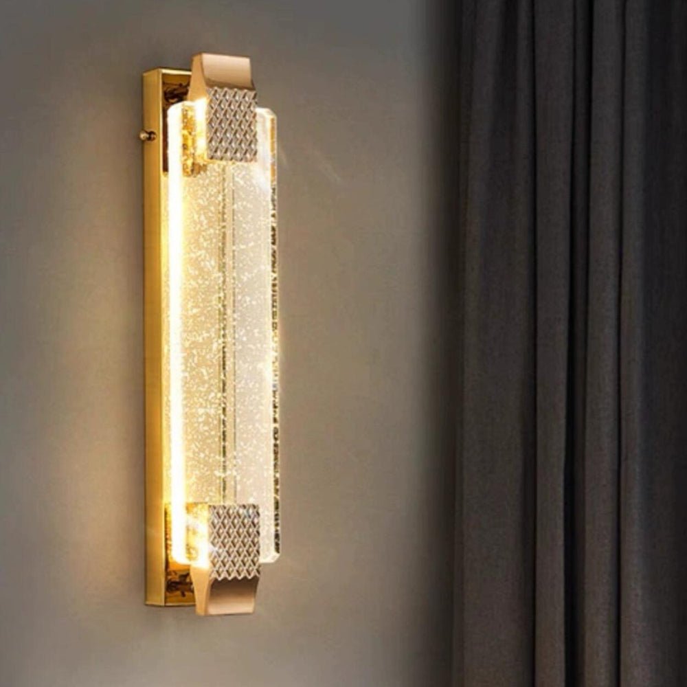 Luxury Geometric Crystal Panel Gold Wall Sconce
