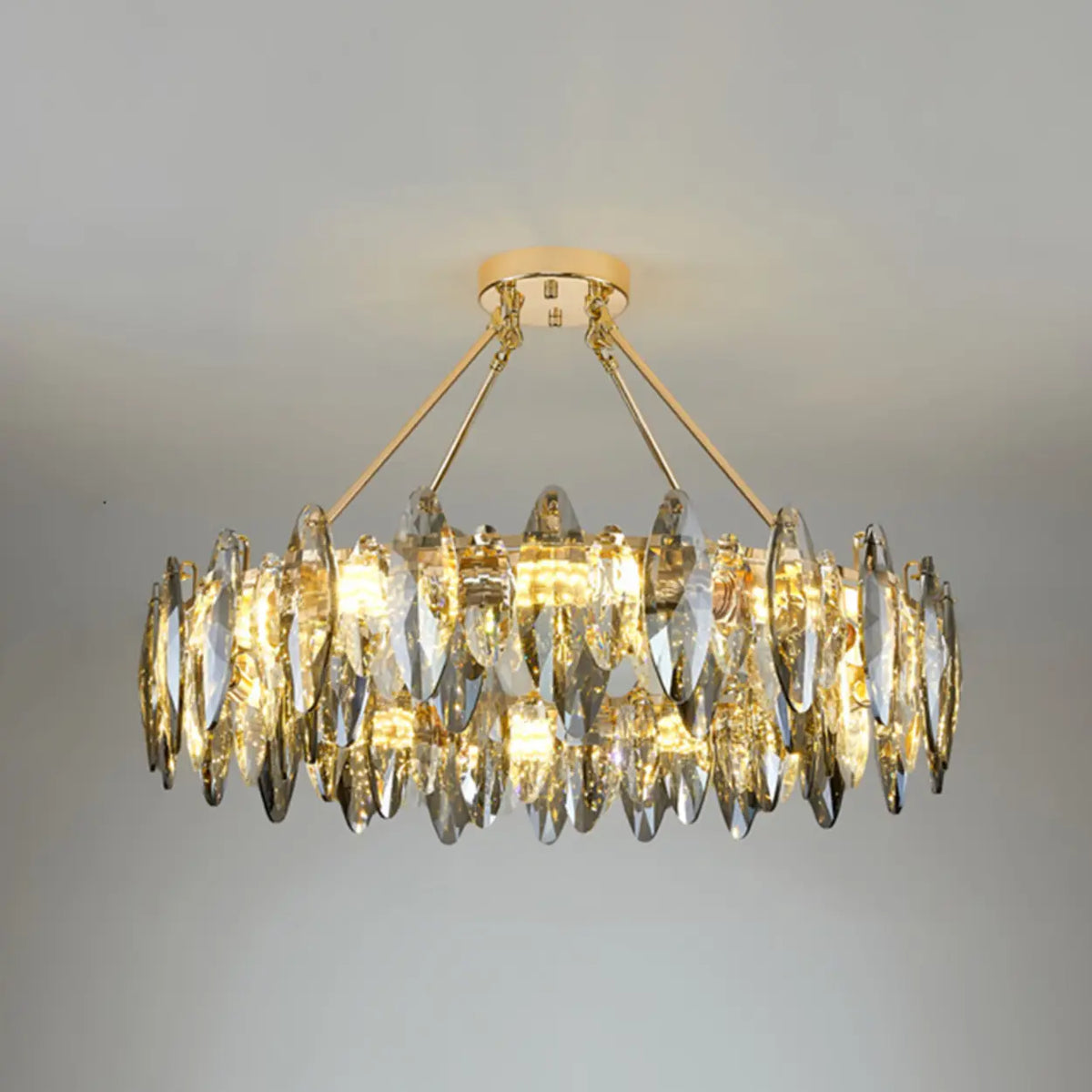 Luxury Modern Crystal Oval Round Living Room Chandelier