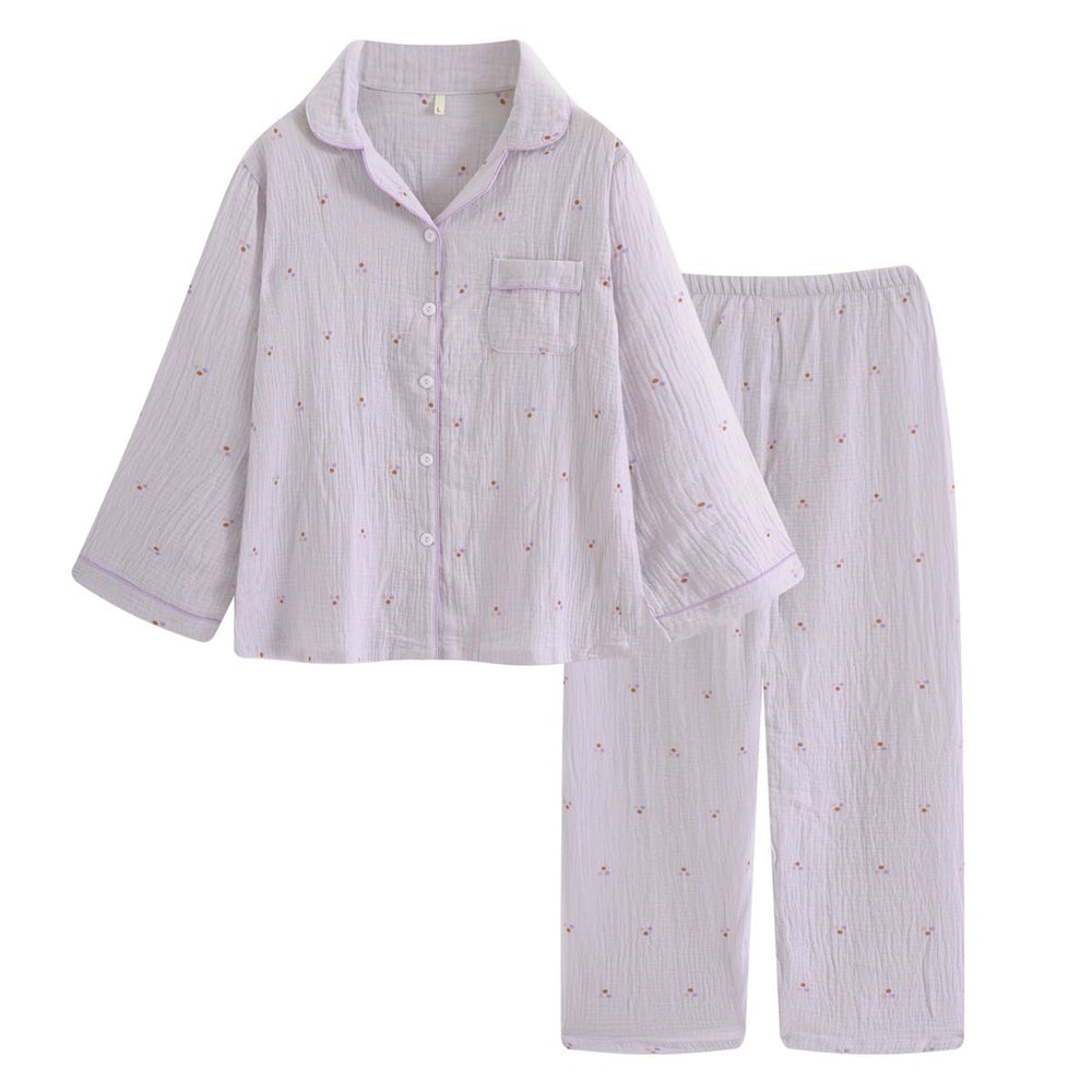 Long-Sleeve Pastel Purple Pajama Set