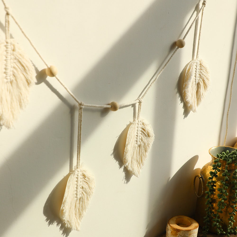 Macrame Leaf Tassels Wall Hanging Decor
