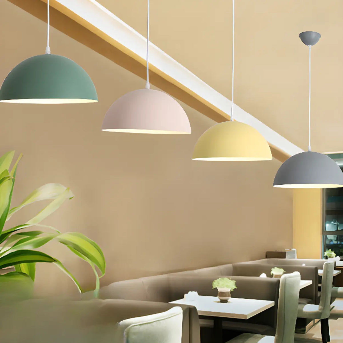 Matte Metal Dome Pendant Light Adjustable Height