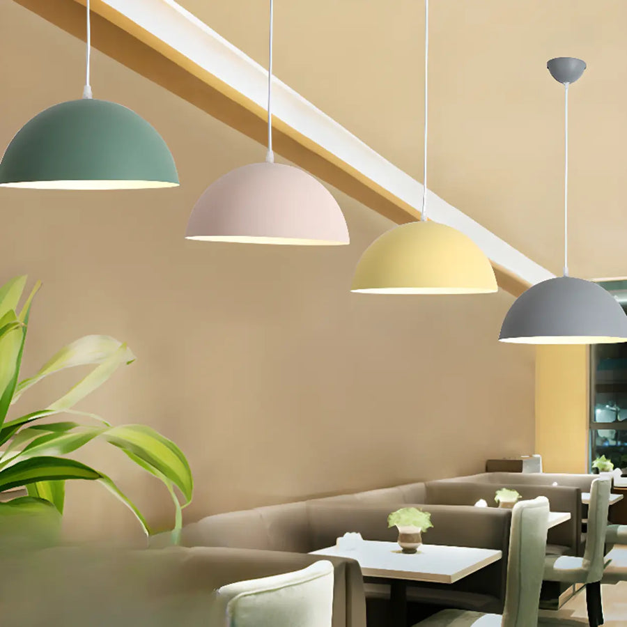 Matte Metal Dome Pendant Light Adjustable Height