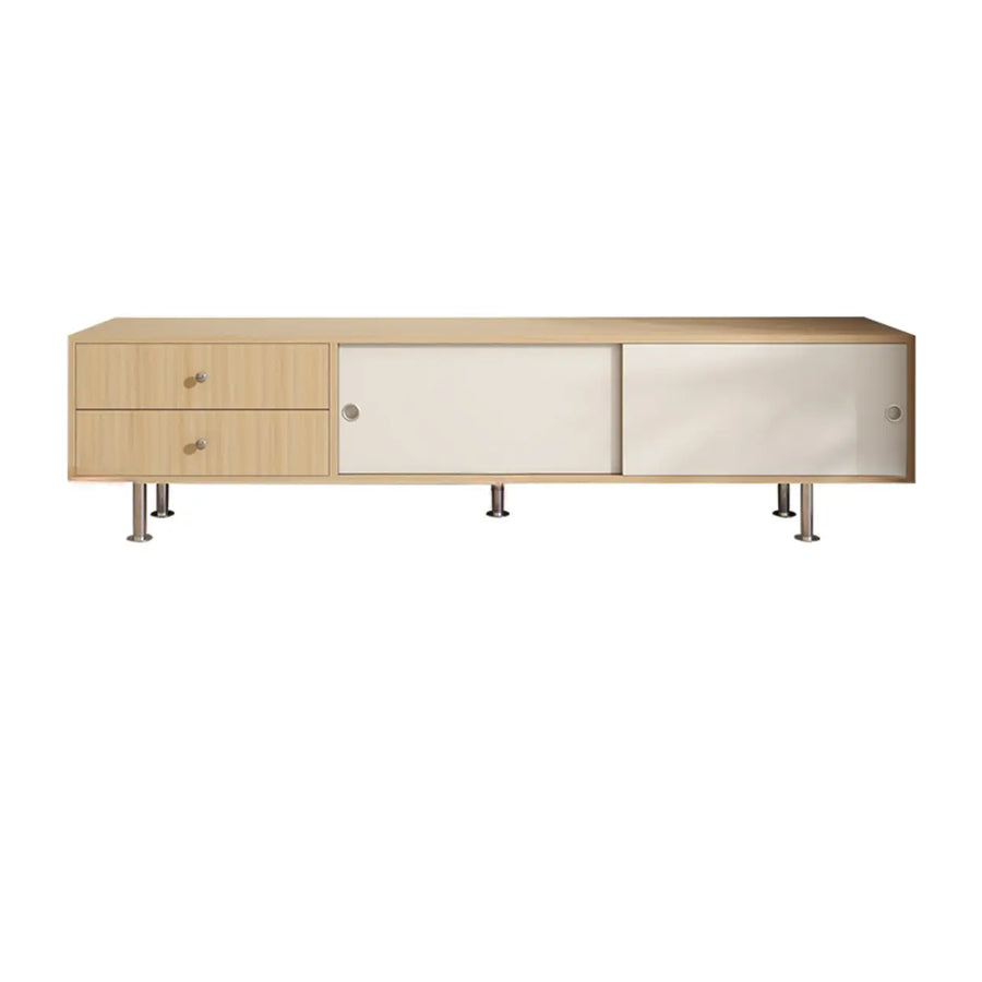 Mid-Century Modern Walnut & White TV Stand with Storage
