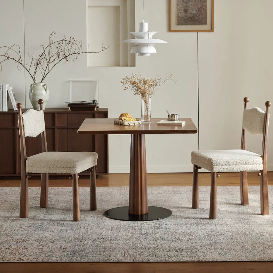 Mid-Century Modern Wood Brown Square Small Dining Table