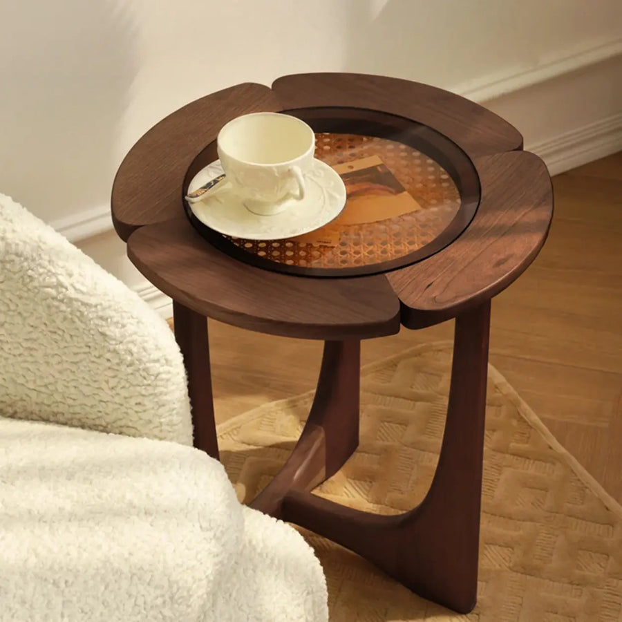 Mid-Century Modern Wood Flower Nesting Coffee Table