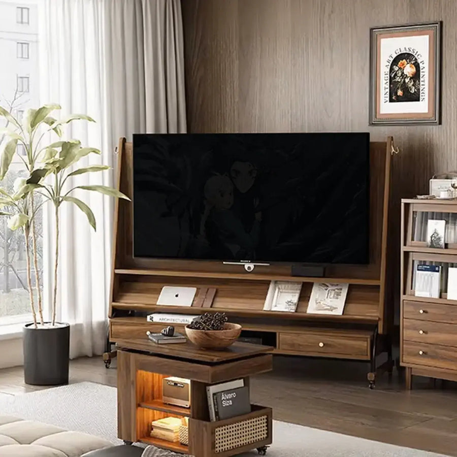 Mid-Century Modern Wood Movable Adjustable TV Mount TV Stand