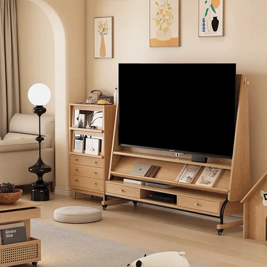 Mid-Century Modern Wood Movable Adjustable TV Mount TV Stand