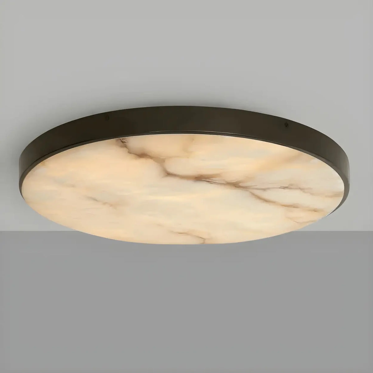 Minimalist Black Round Stone Flush Mount Ceiling Light