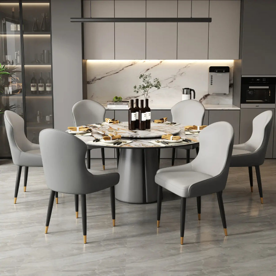 Minimalist Leather Solid Back Upholstered Dining Chairs