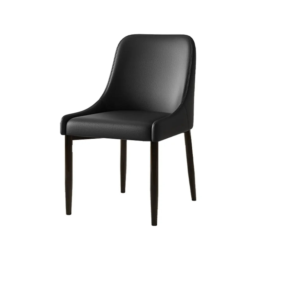 Minimalist Leather Upholstered Dining Chair with Wood Legs