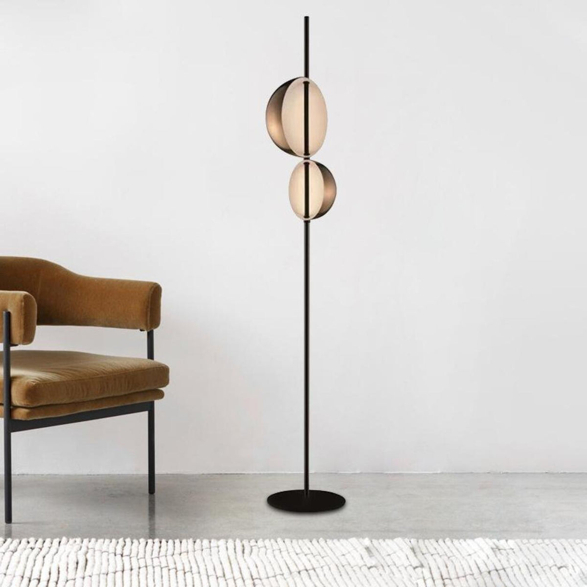 Minimalist Modern Double Black Dome Metal Floor Lamp