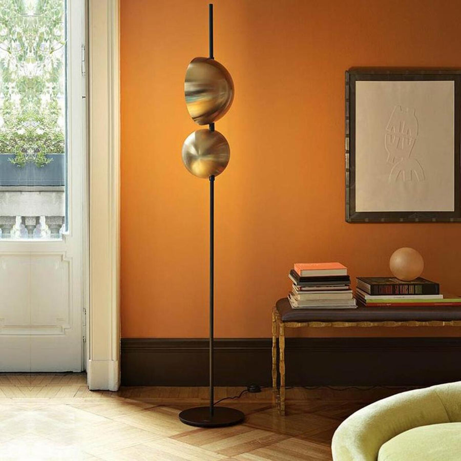 Minimalist Modern Double Black Dome Metal Floor Lamp