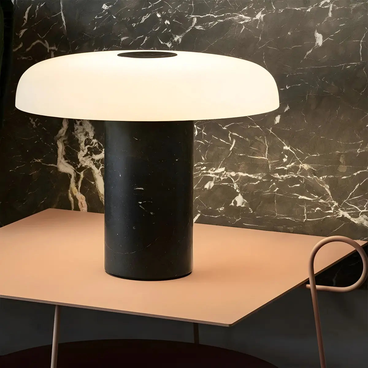 Minimalist Mushroom Black Marble Bedroom Table Lamp