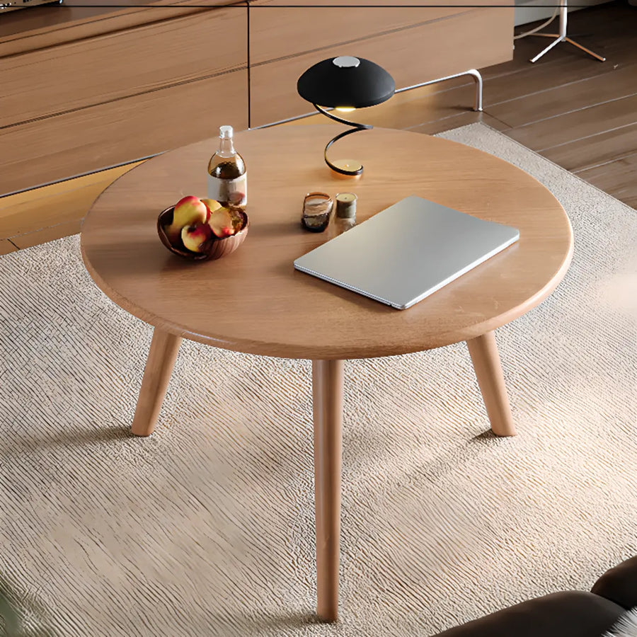 Minimalist Small Round Wood Three Leg Coffee Table