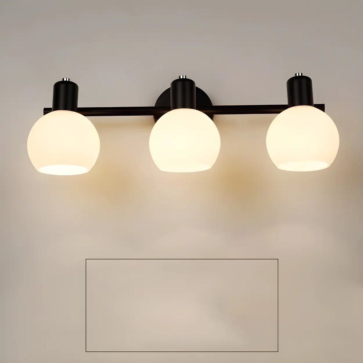Modern 3-Light Glass Globe Black Vanity Light Fixture