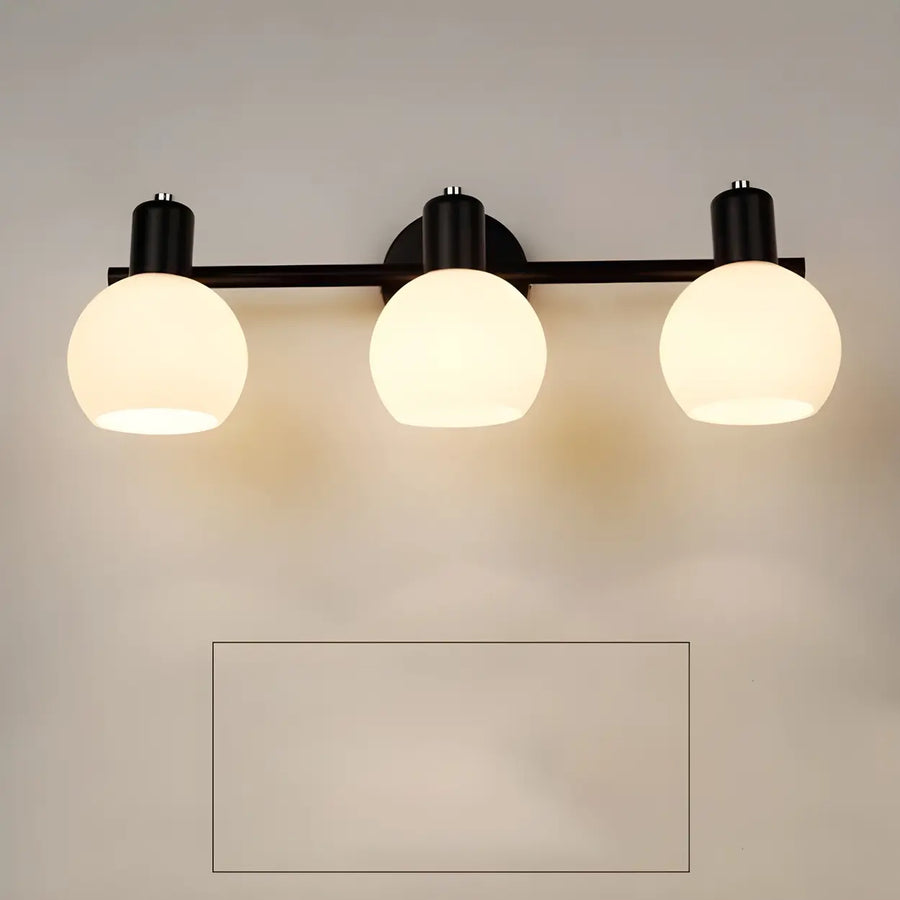 Modern 3-Light Glass Globe Black Vanity Light Fixture