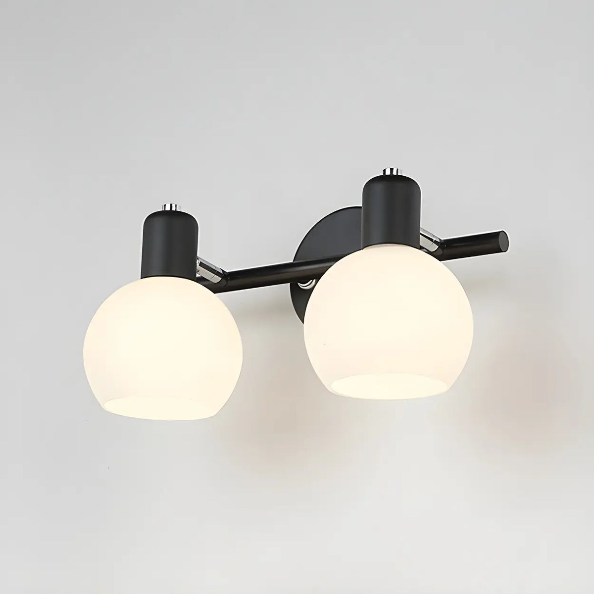 Modern 3-Light Glass Globe Black Vanity Light Fixture