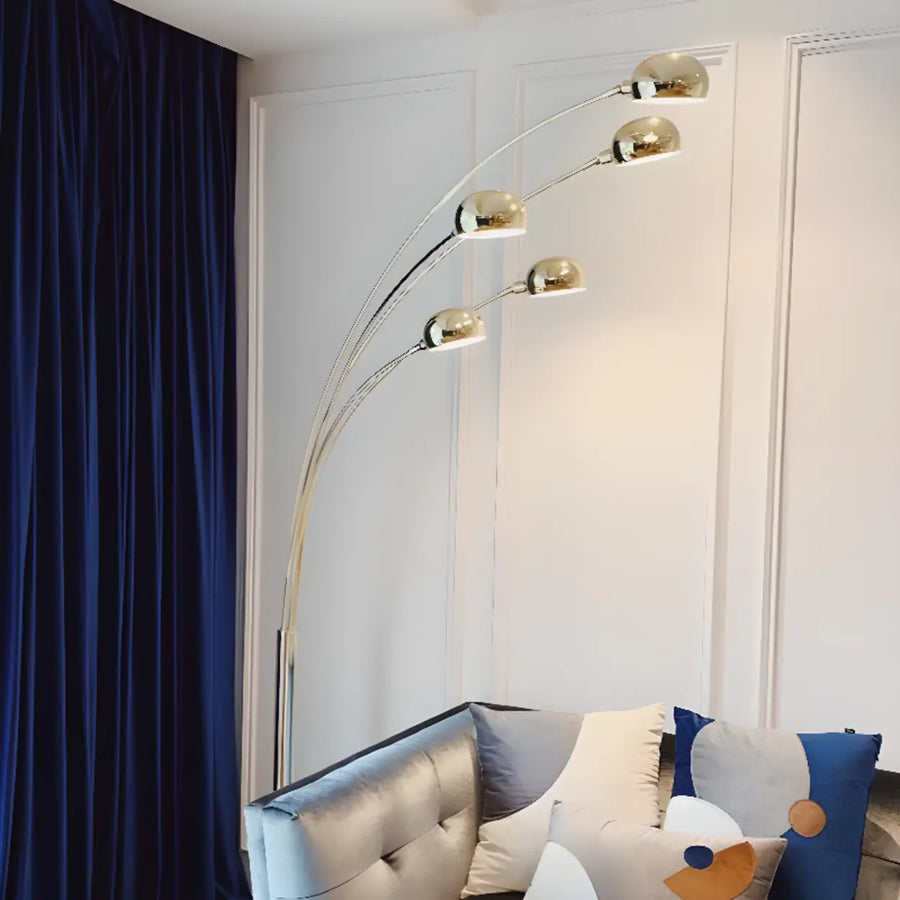 Modern 5-Light Stainless Steel Dome Tree Arc Floor Lamp