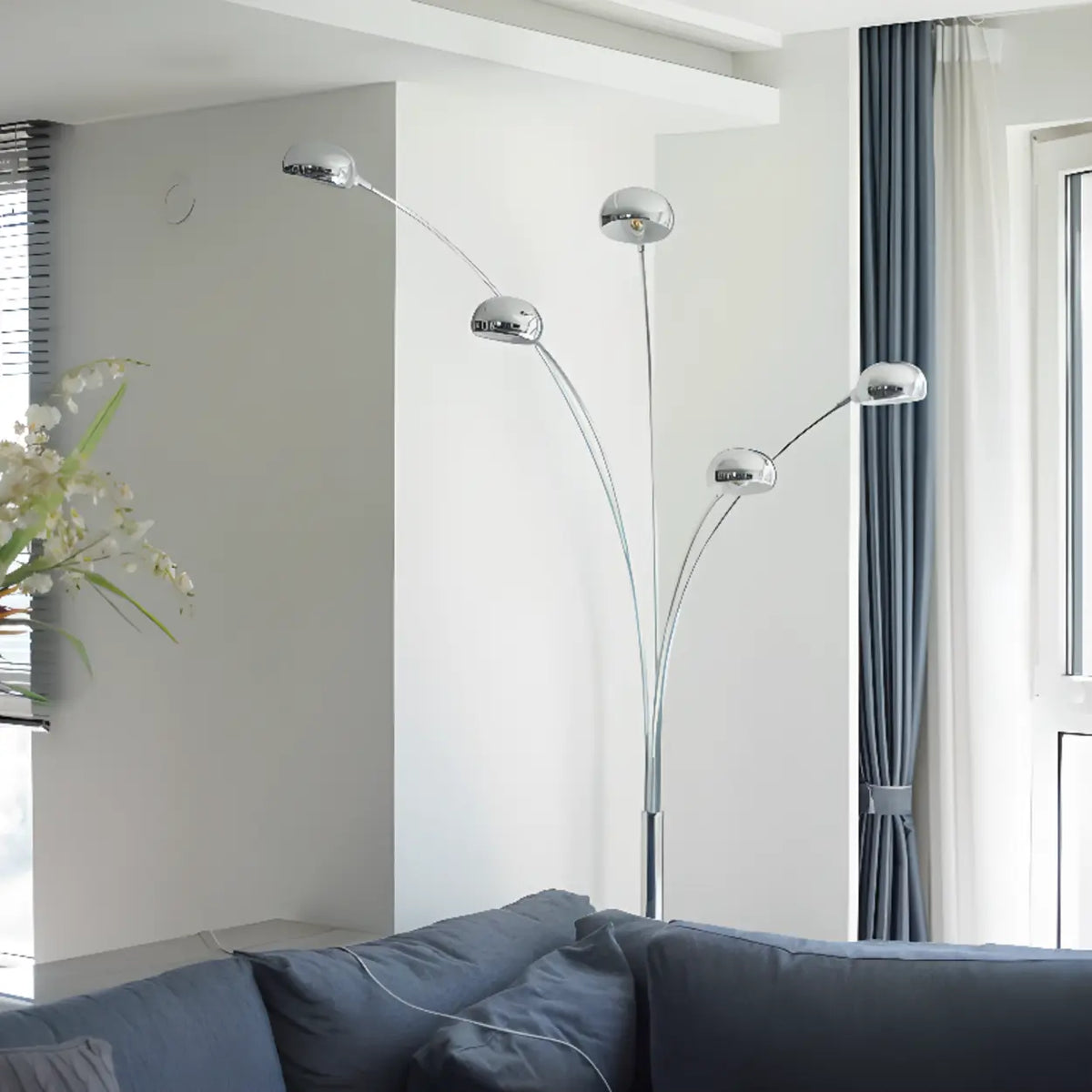 Modern 5-Light Stainless Steel Dome Tree Arc Floor Lamp