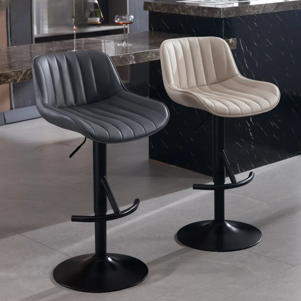 Modern Adjustable Height Swivel Leather Bar Stool with Footrest