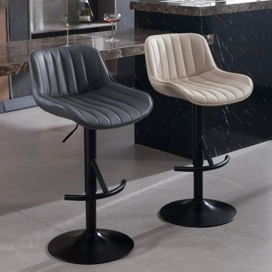 Modern Adjustable Height Swivel Leather Bar Stool with Footrest