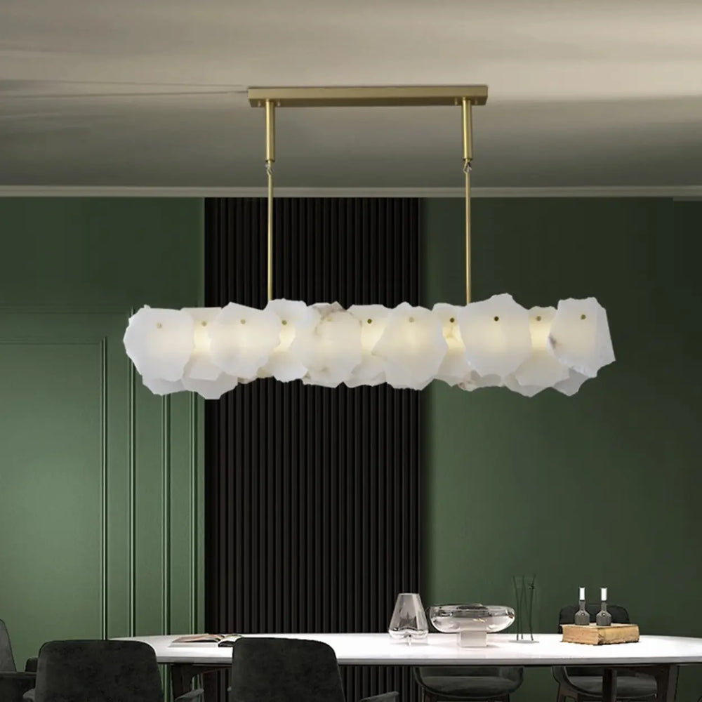 Modern Artistic Brass Alabaster linear Dining Room Island Light