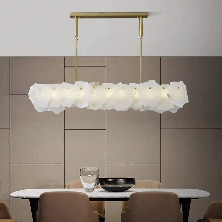 Modern Artistic Brass Alabaster linear Dining Room Island Light