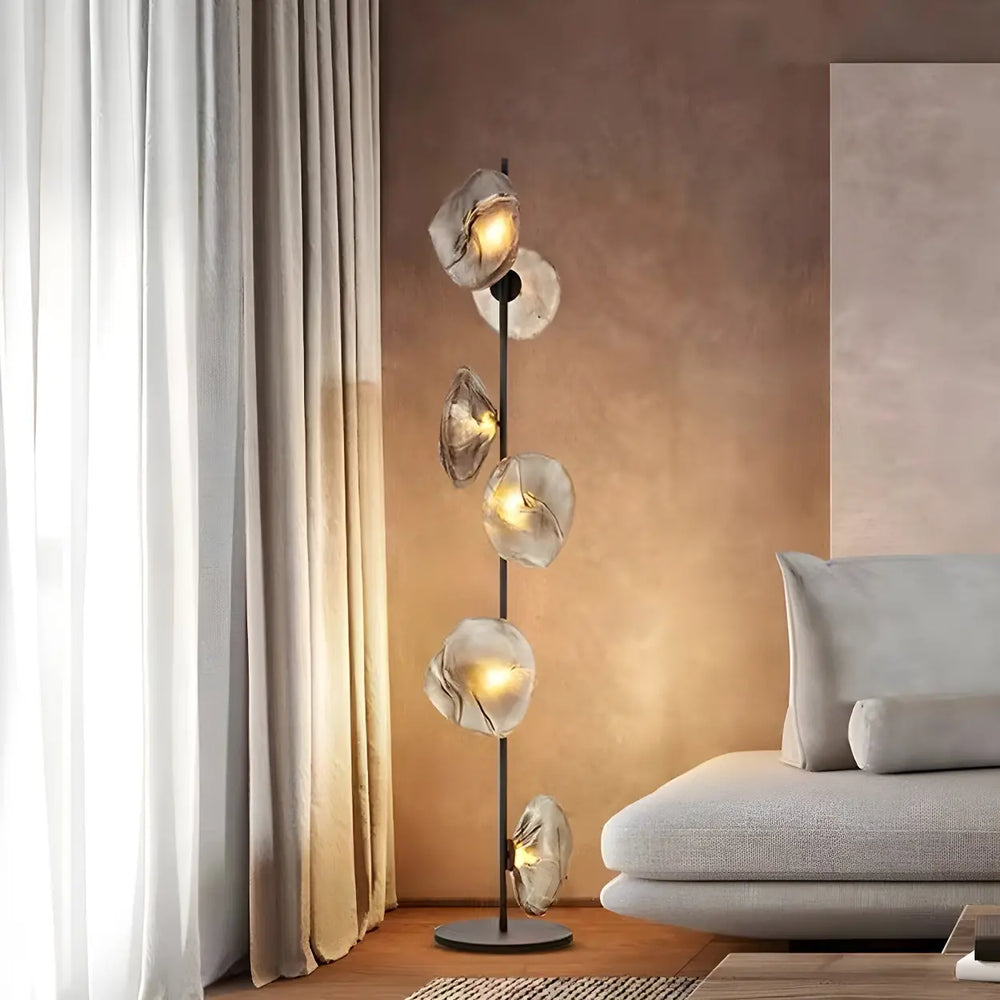 Modern Artistic Irregular Flower Clear Glass Floor Lamp