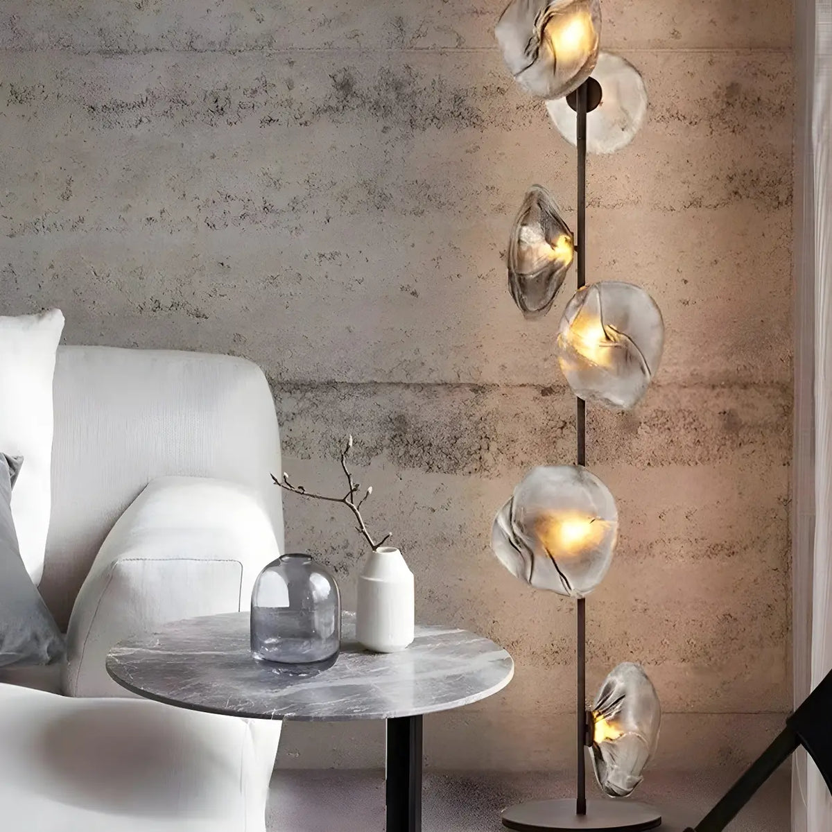 Modern Artistic Irregular Flower Clear Glass Floor Lamp