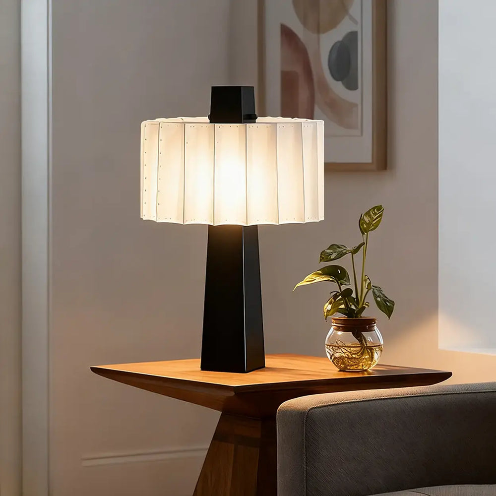 Modern Artistic LED Table Lamp with White Pleated Shade