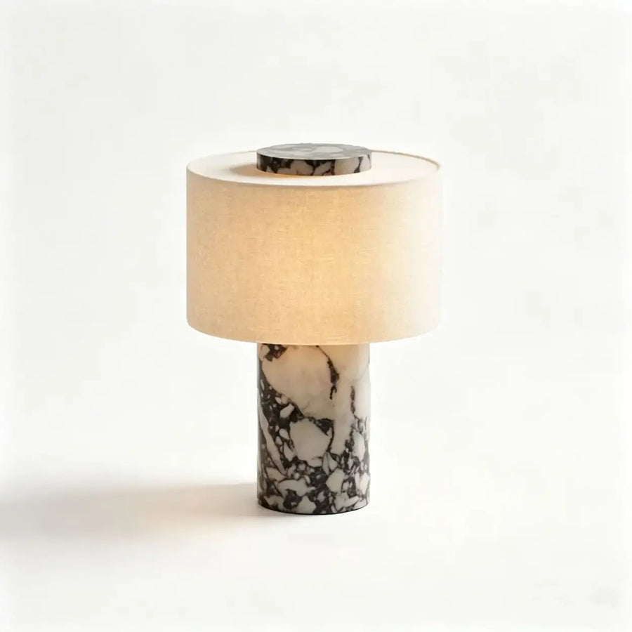 Modern Bedroom Marble Cylinder LED Table Lamp