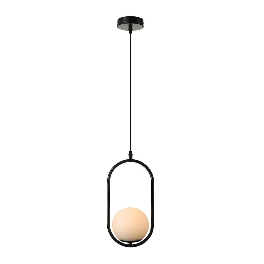 Modern Bedroom Oval White Frosted Globe Pendant Light