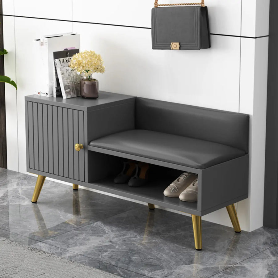 Modern Bench Shoe Storage Wood Entry Gray Cabinet