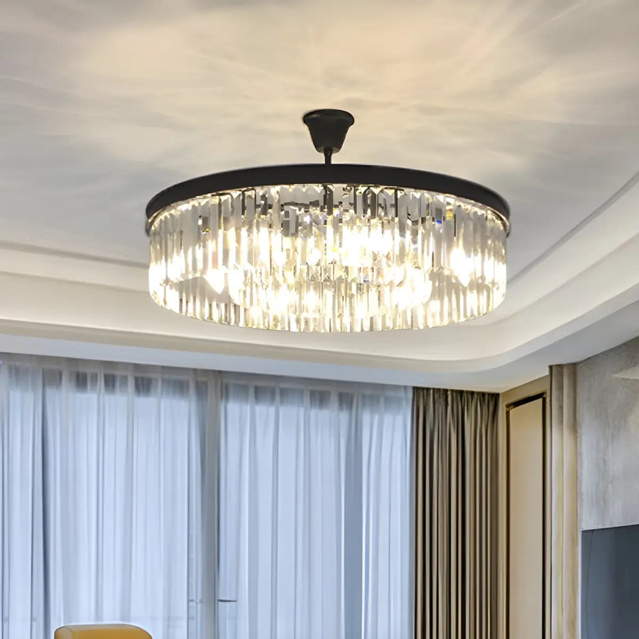 Modern Black Round Crystal Black Living Room Chandelier