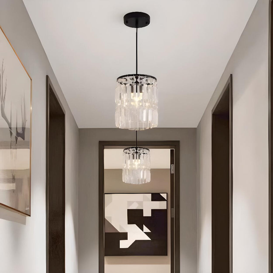Modern Clear Crystal Cylinder Crystal Pendant Light