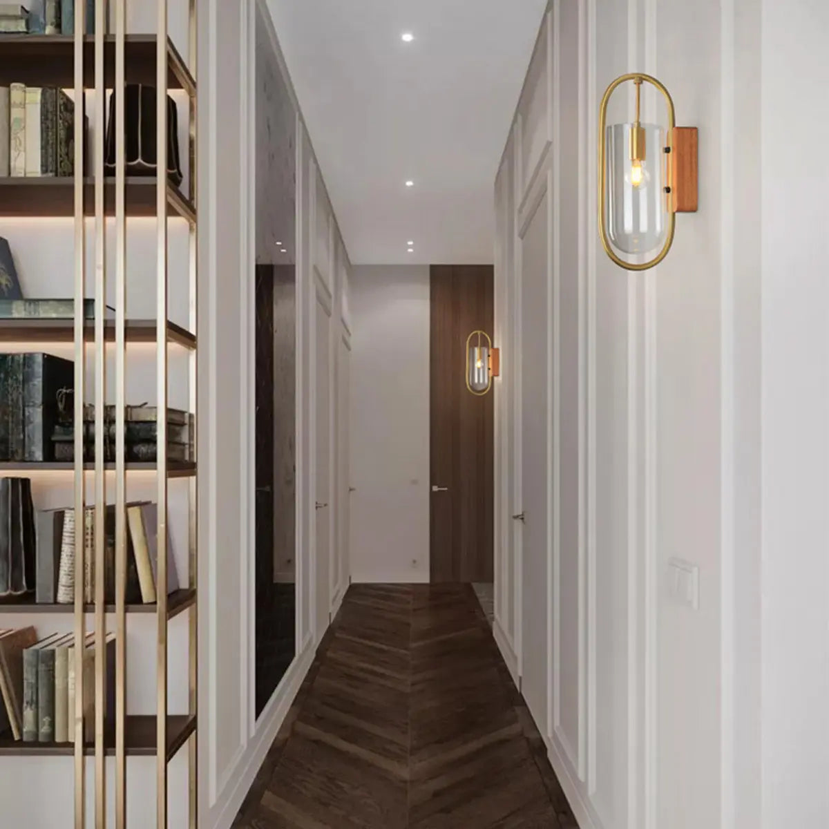 Modern Clear Glass Cylinder Metal LED Wall Sconce