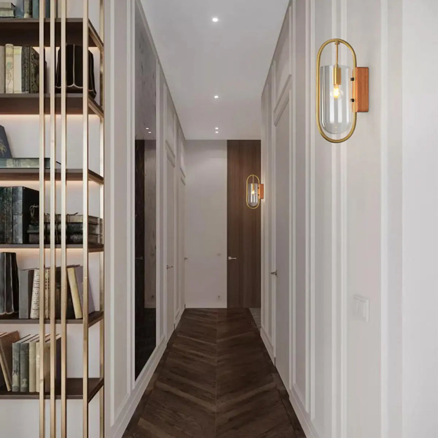 Modern Clear Glass Cylinder Metal LED Wall Sconce