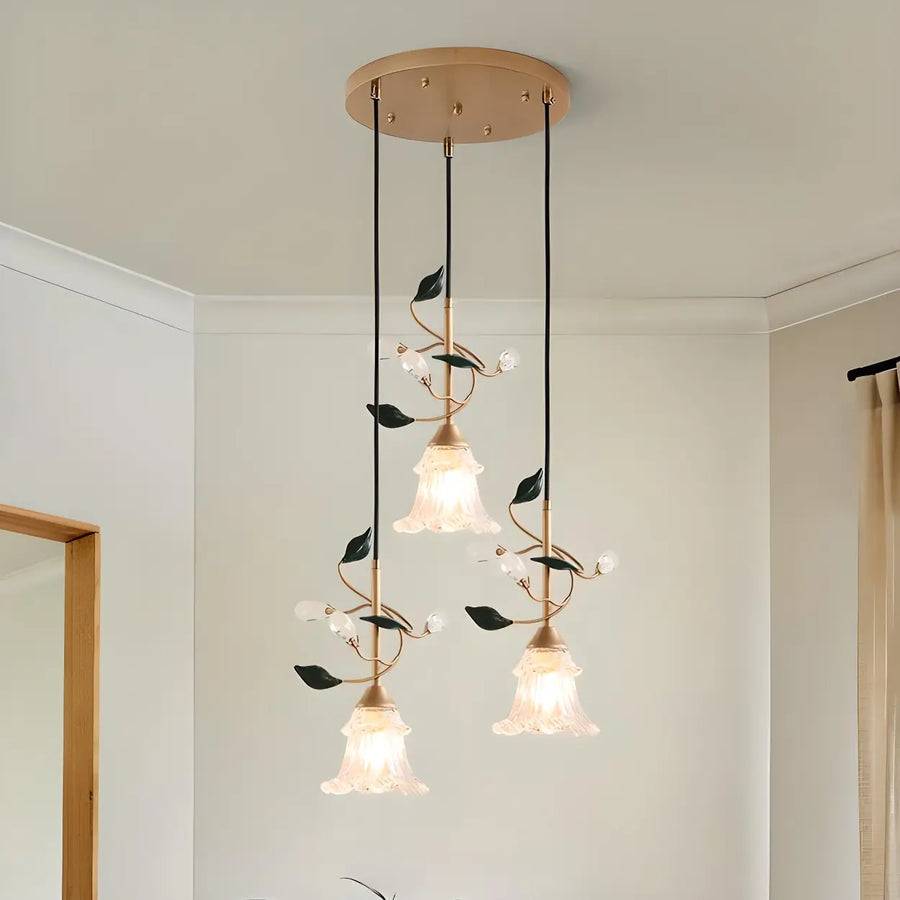 Modern Clear Glass Flower Round Bedroom Pendant Lights