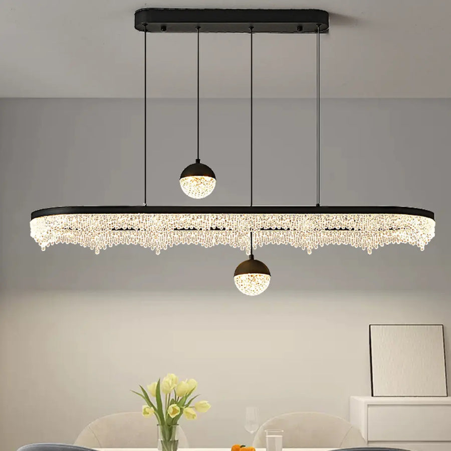 Modern Crystal Island Chandelier LED Pendant Lighting, 2 Globe