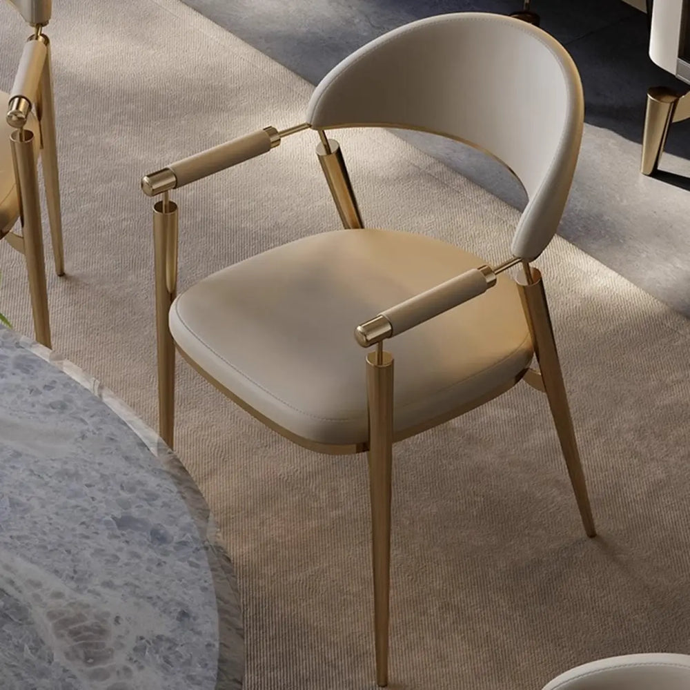 Modern Curved Back Faux Leather Upholstered Dining Chair